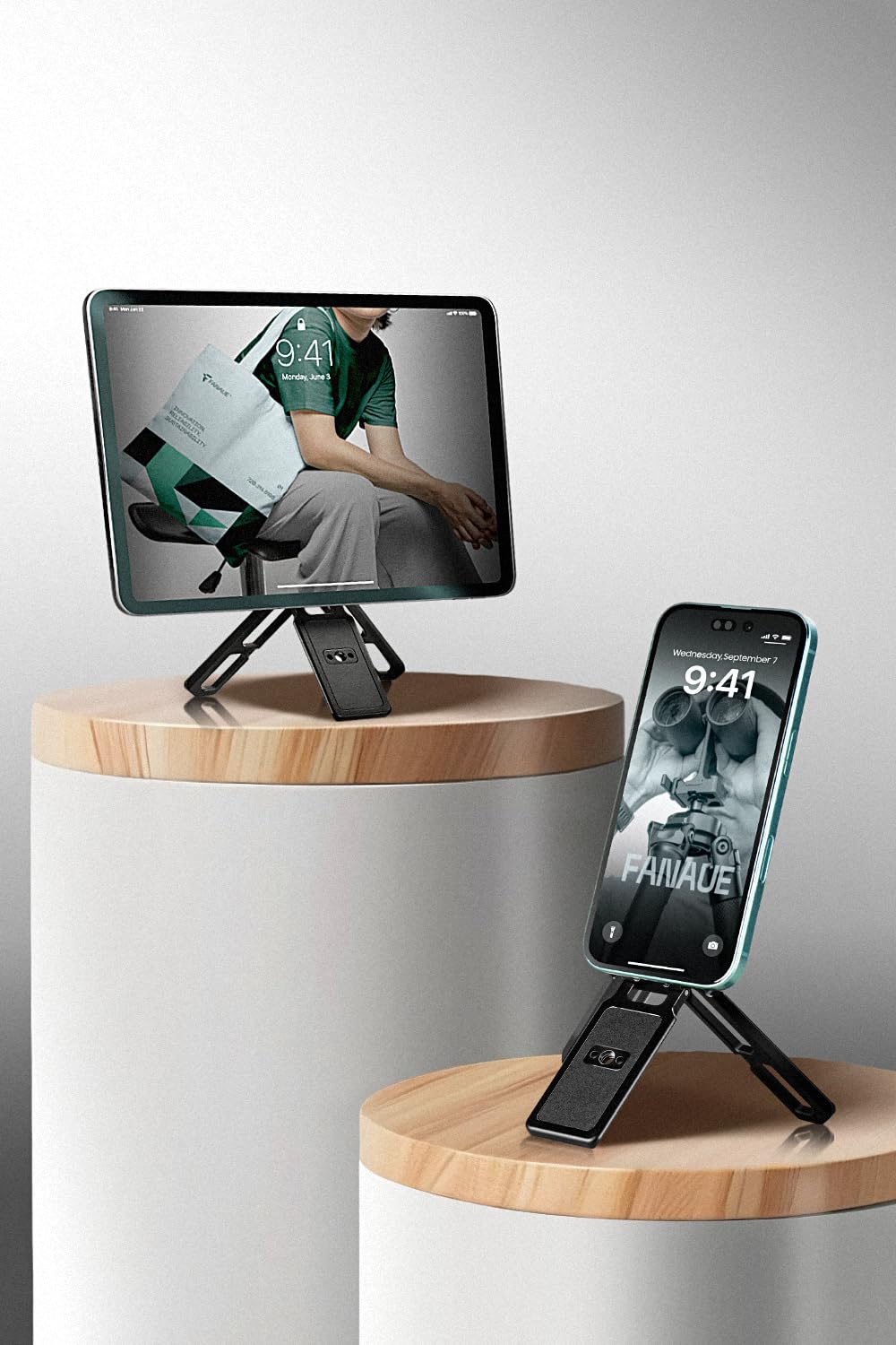 FANAUE Dual-Sided Magnetic Phone Tripod Stand with Arca-Swiss Plate & 1/4" Screw, Foldable Cell Phone Stand for Vlog, Gym, Travel, Compatible