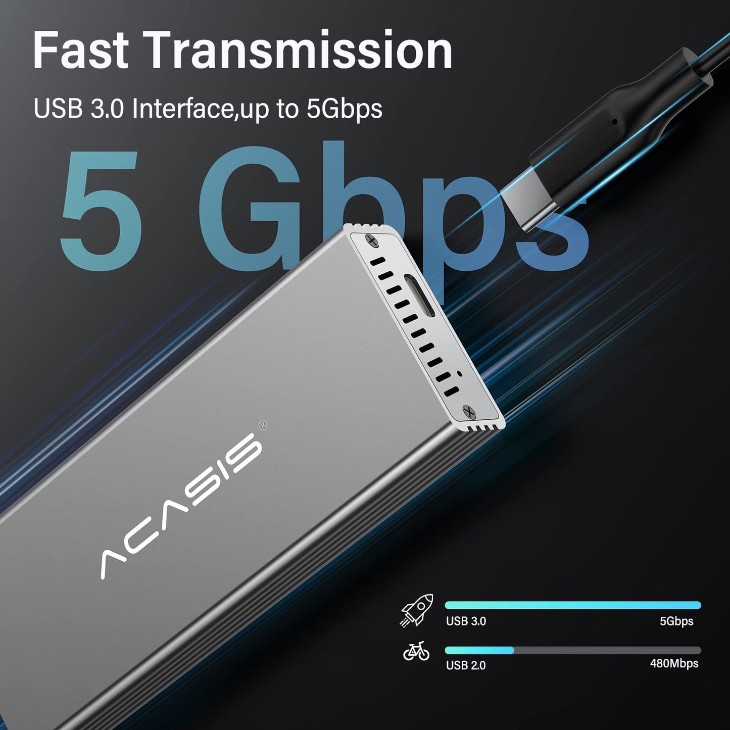 ACASIS USB C 3.0 SSD Enclosure for Narrow Apple Flash SSDs MacBook Air from 2010 to 2011 Portable Storage Enclosure Compatible with M.2 Nvme SSD