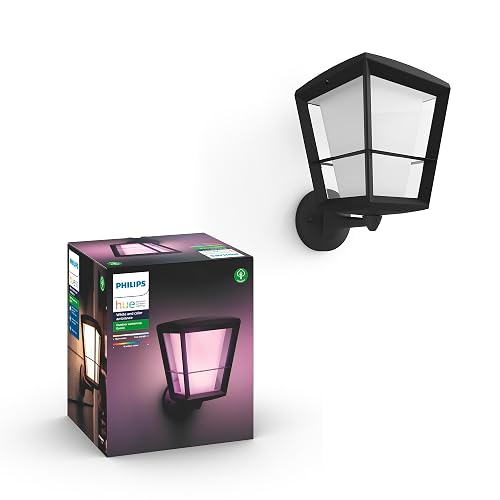 Philips Hue Econic Up Outdoor Smart Wall Light, Black - E26 White and Color Ambiance LED Color-Changing Bulb - 1 Pack - Requires Hue Bridge - Control