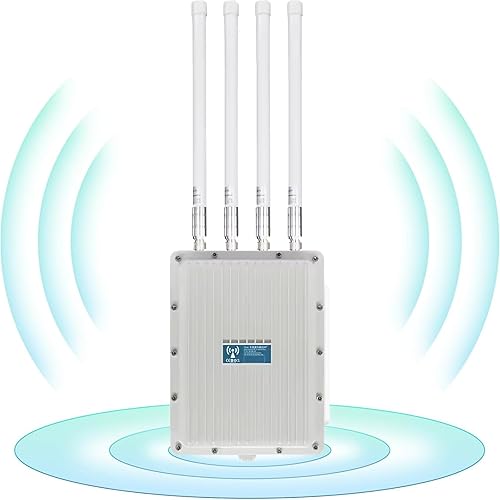 AX1200 Outdoor WiFi 5 Repeater & Extender, Dual Band Outdoor Wireless Access Point Bridge with 4 High Gain Antennas, Gigabit Port, Poe Powered