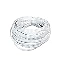 Bettomshin 1Pc 32.8Ft(10m) Cable Management Sleeve, 5/16"(8mm) Width PET Silver & White Cord Protector, Wire Loom Tube Insulated Split Sleeving