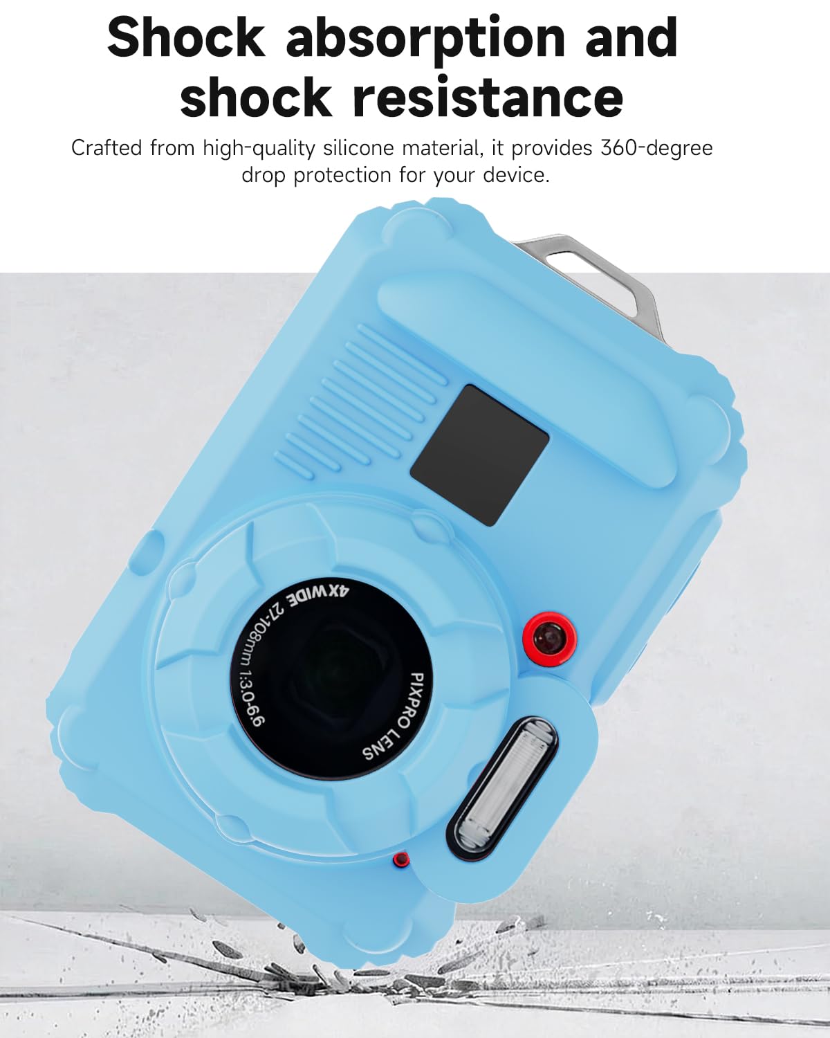 TUOOUT Silicone Protective case for Kodak Pixpro wpz2 Digital Cameras, with Screen Protector and Lanyard, for Kodak Pixpro wpz2 Accessories -(Light