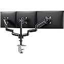ErGear Triple Monitor Mount for 13-27 inch Screens, Premium Aluminum Triple Monitors Stand up to 17.6 lbs, Sturdy 3 Monitor Desk Mount with Swivel
