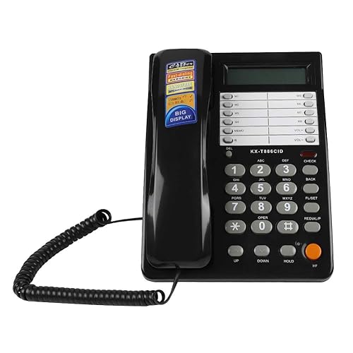 Corded Telephone Wired Home Hotel Corded Desktop Phone Office Landline Telephone DTMF/Support (Black)