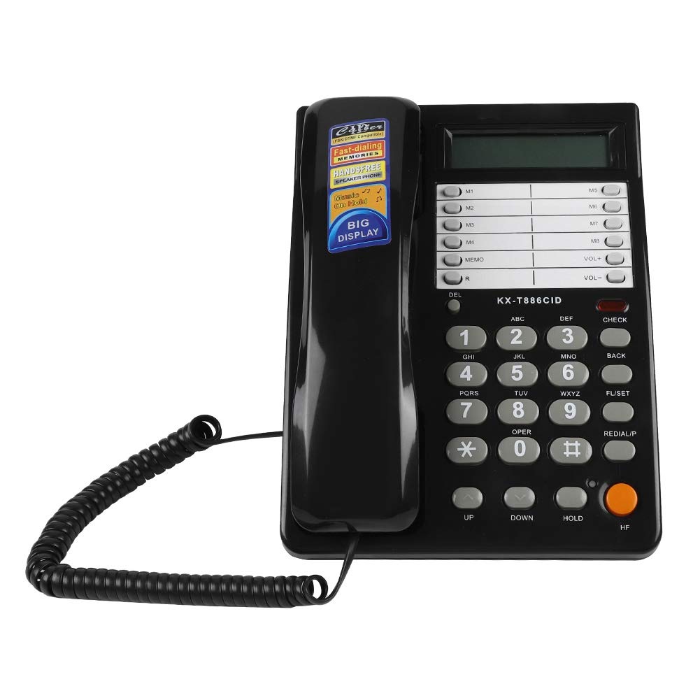 Corded Telephone Wired Home Hotel Corded Desktop Phone Office Landline Telephone DTMF/Support (Black)