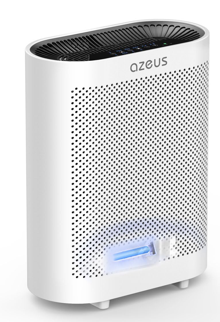 AZEUS True HEPA Air Purifier for Large Rooms, 5-in-1 Filter, Traps Particles down to 0.3 Microns, Centrifugal Fan High Speed, Auto Sensor, Quiet