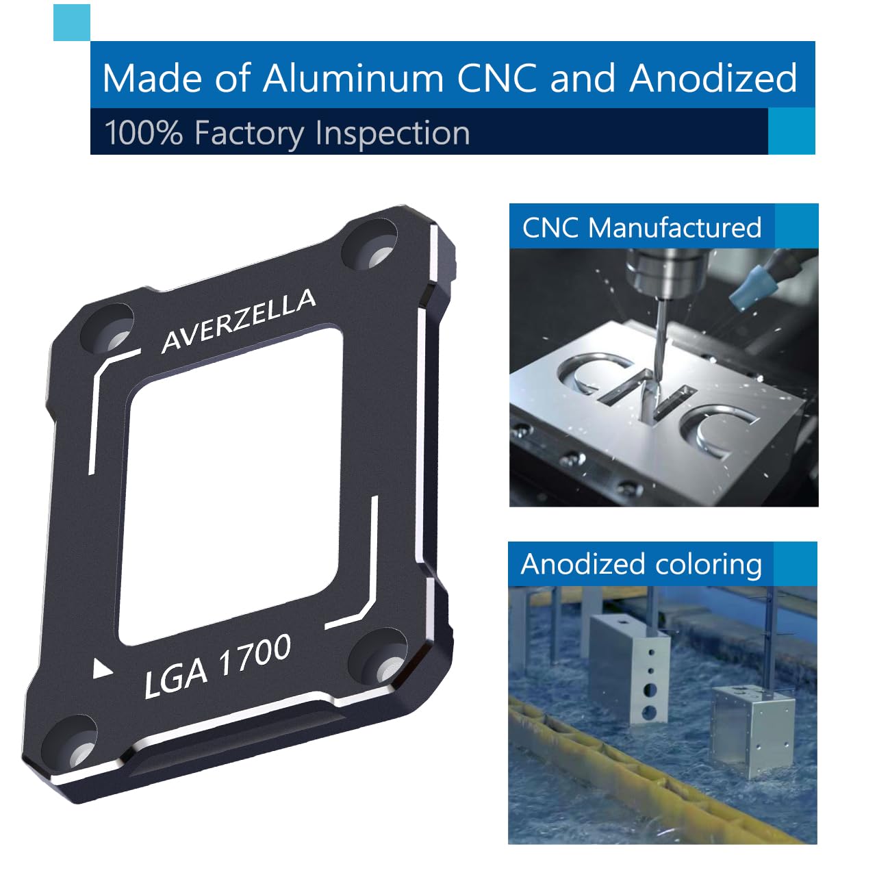 AVERZELLA Anti-Bending Contact Frame Retrofit Kit for Intel 12th/13th/14th Gen CPUs, CNC Aluminum CPU Buckle, Compatible with LGA 1700 Socket