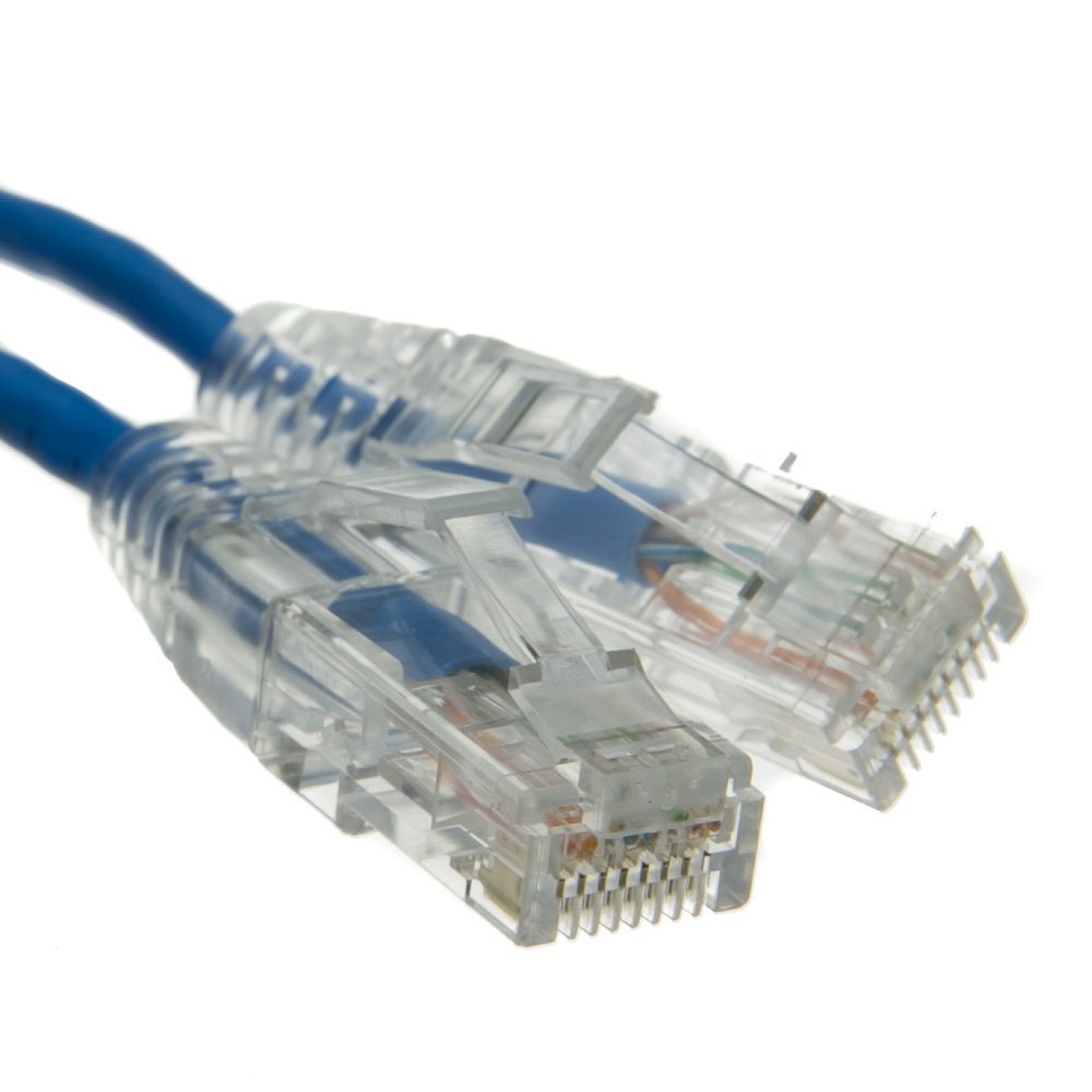 CableWholesale Cat6a Slim Ethernet Cable, 28AWG, 10 Gigabit, 20 ft, Blue