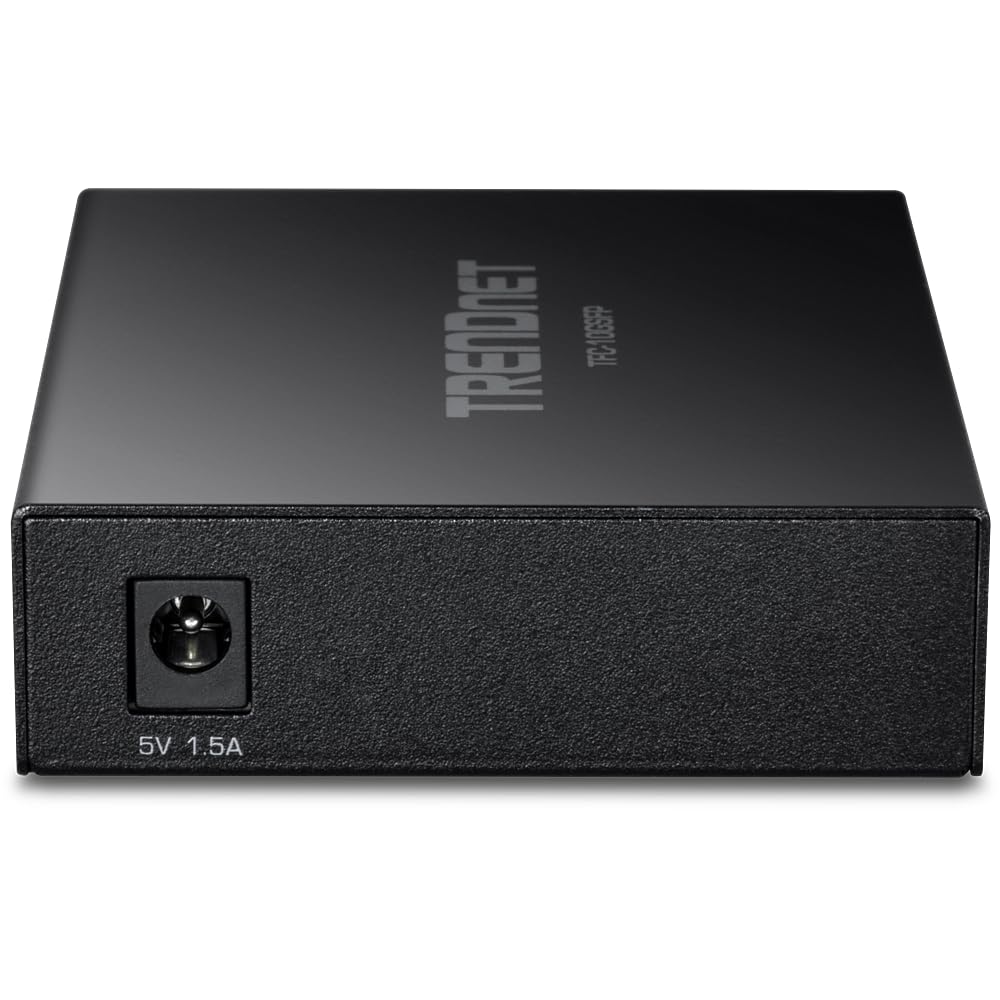 TRENDnet 10GBASE-T to SFP+ Fiber Media Converter, TFC-10GSFP, 1 x 10G RJ-45 Port, 1 x 10Gbps SFP+ Slot, NDAA & TAA Compliant, Power Adapter Included