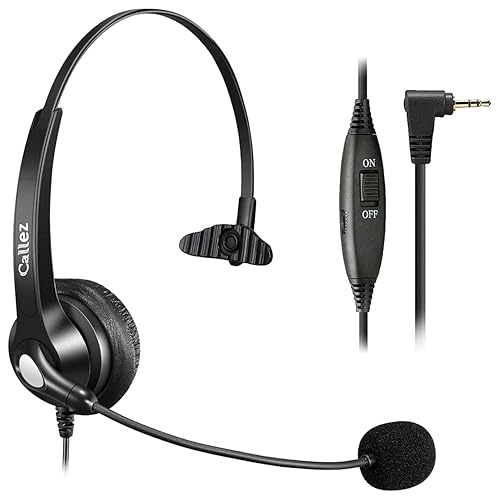 Phone Headset with Microphone Noise Cancelling & Volume Controls, 2.5mm Office Telephone Headphone for VTech Panasonic KX-TGE633M TGF352N Cisco