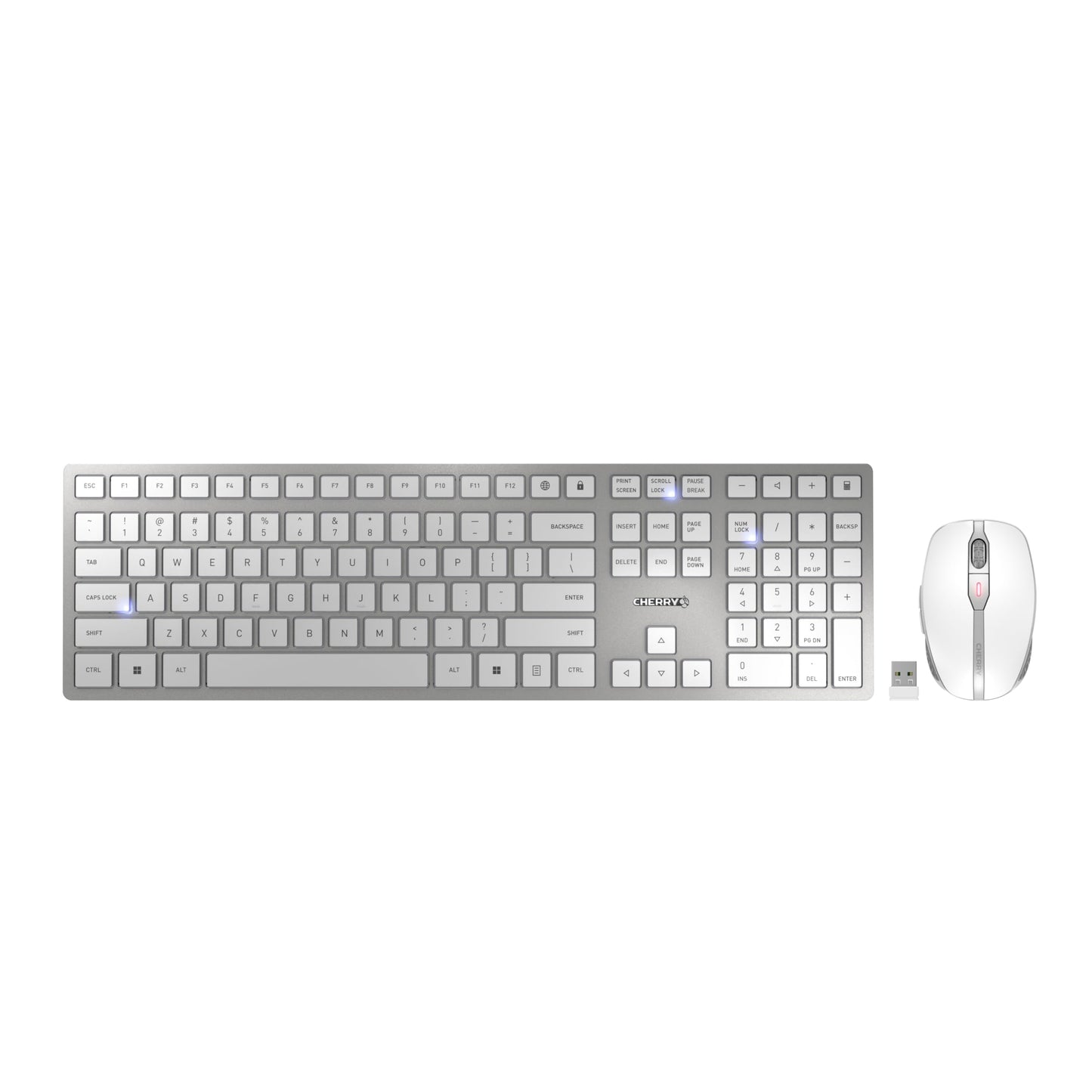 CHERRY DW 9100 Slim, Wireless Keyboard and Mouse Set, Bluetooth & 2.4 GHz RF Connection, Quiet Keys, Comfortable Writing, Rechargeable, QWERTY