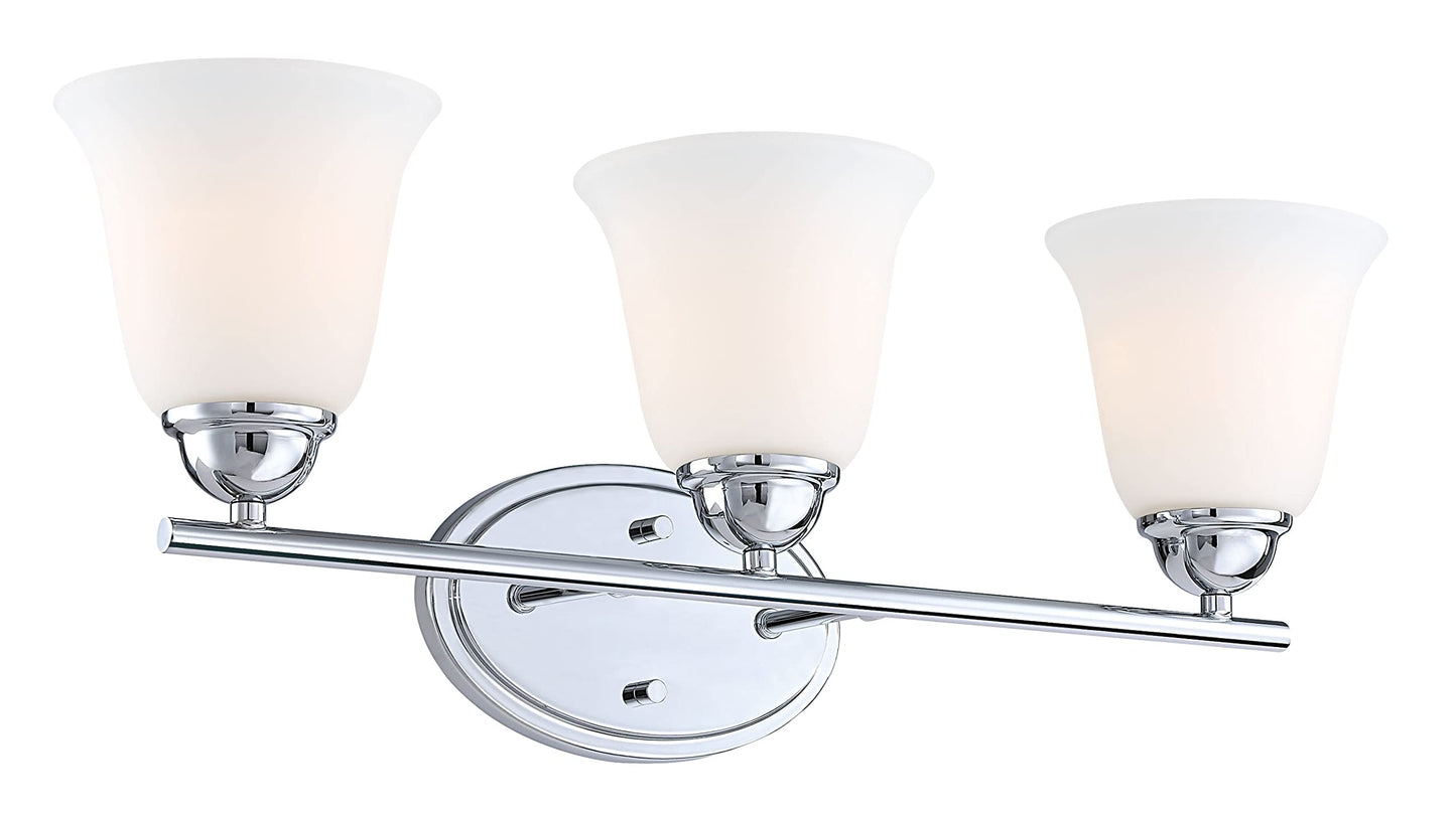 Aspen Creative 62231, Three Metal Bathroom Wall Light, 24" Wide, Transitional Design in Chrome Vanity Fixture
