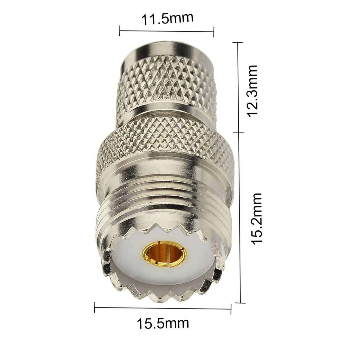 DHT Electronics RF coaxial Adapter MINI-UHF Male to UHF SO239 PL259 Connector Pack of 2