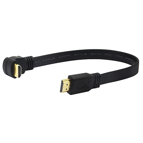CERRXIAN Lemeng 1FT Flat Slim High Speed HDMI Cable A Male to 90 Degree Down Angle A Male Cable