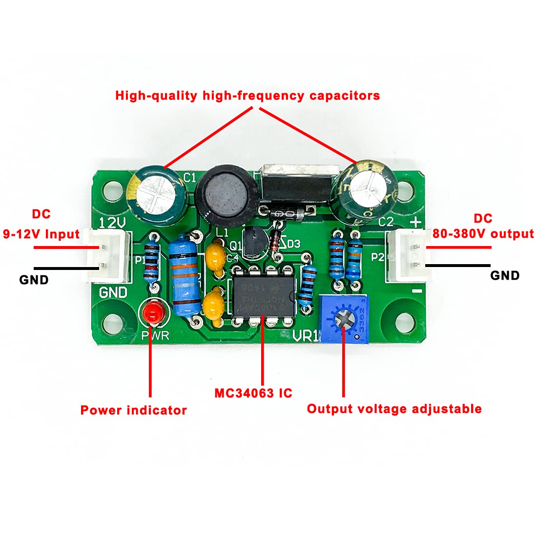 High Voltage DC-DC Boost Power Supply Converter Module for Vintage Vacuum Nixie Tube, Magic Eye 6E2 Level Indicator 9V-12VDC Input, 80V-380VDC Output…