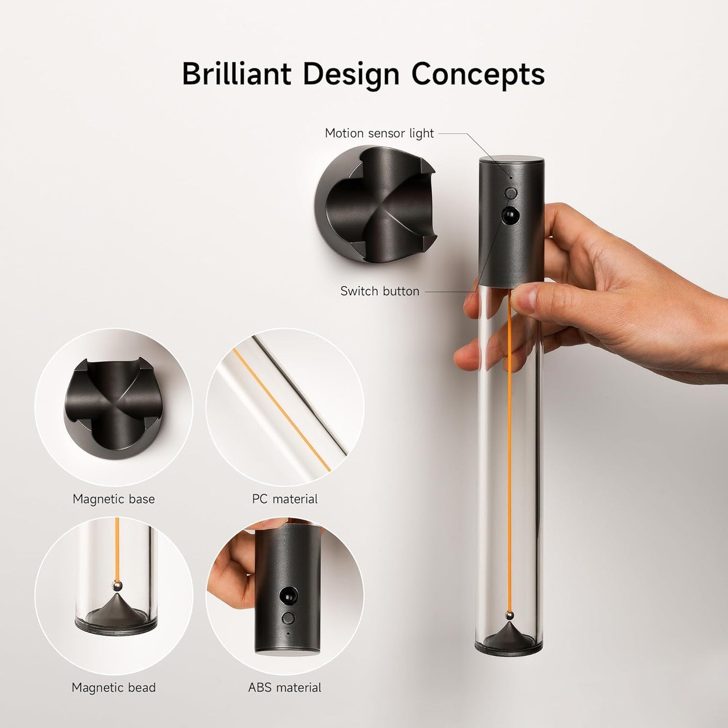 AUGE LIGHT Motion Sensor Wall Sconce Motion Sensor Light Magnetic Body Sensor Wall Light Wall Sconce Rechargeable USB Torch Light Cordless Handheld