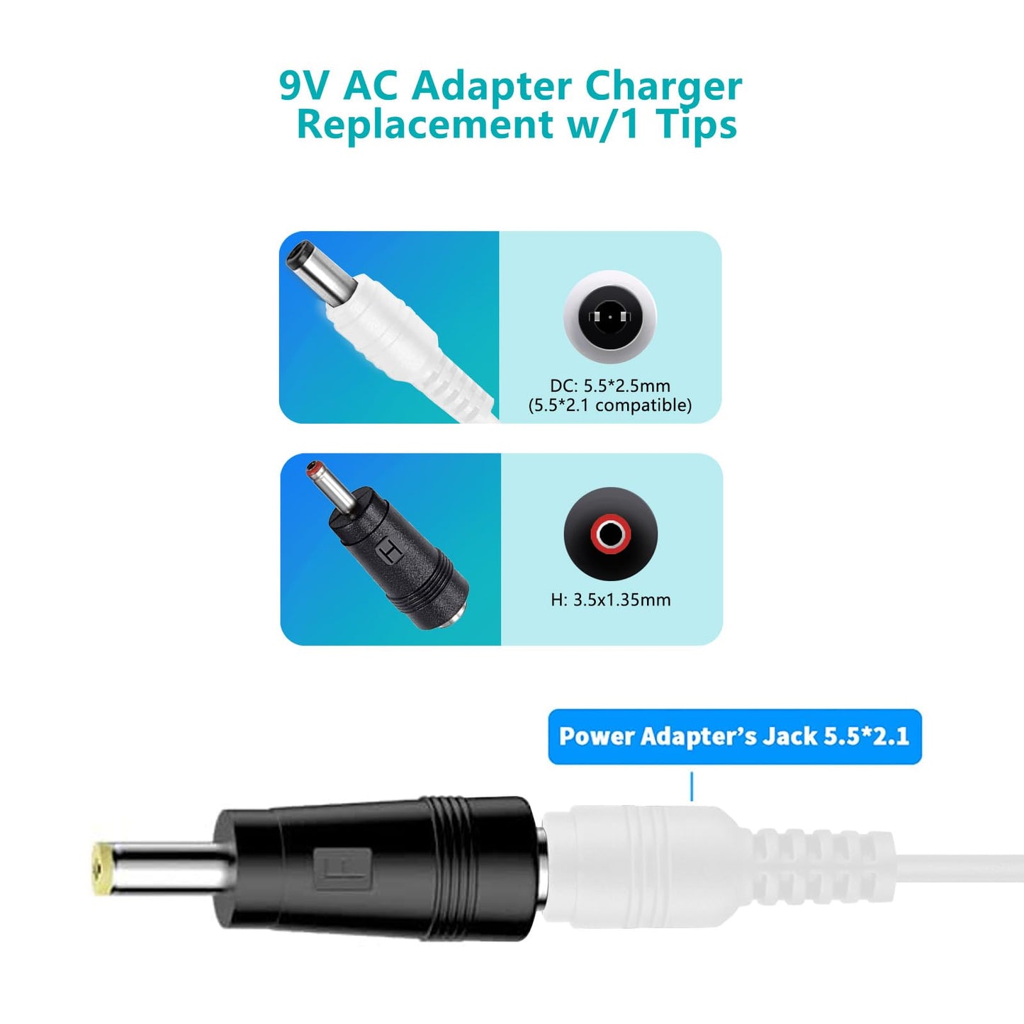9V Power Adapter for Kasa Smart Indoor Security Camera EC70 EC71 KC410s Pan/Tilt for Baby and Pet Monitor Power Supply Cord AC DC Cable Center…