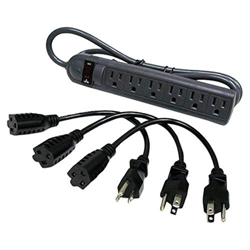 C2G Legrand 6-Outlet Power Strip with Power Strip Surge Suppressor, 4 Foot Power Extension Cord, 3 Outlet Saver Power Extension Cable Cords, Black, 1