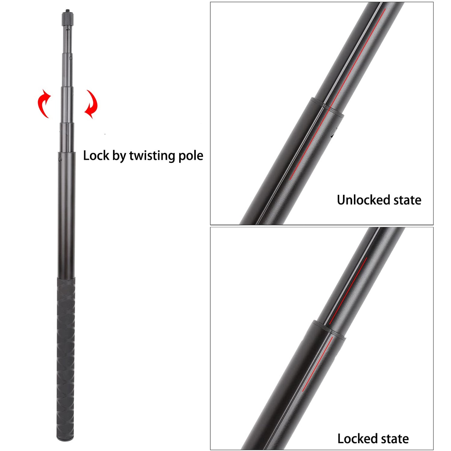 PellKing Long 77inch Invisible Selfie Stick for Insta360 ONE X5,X4, X3, X2, X, Insta360 ONE R, RS, DJI OSMO 360,GoPro Max, Insta 360 Camera 1/4"