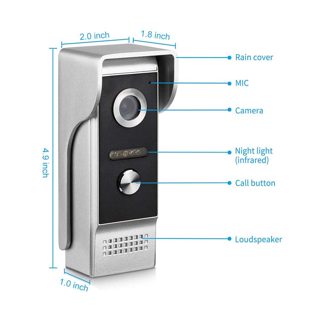 Video Intercom System, 7 Inches Monitor Wired Video Door Phone Doorbell Kits, IR Outdoor Camera Door Intercom, Support Unlock, Monitoring, Dual-Way