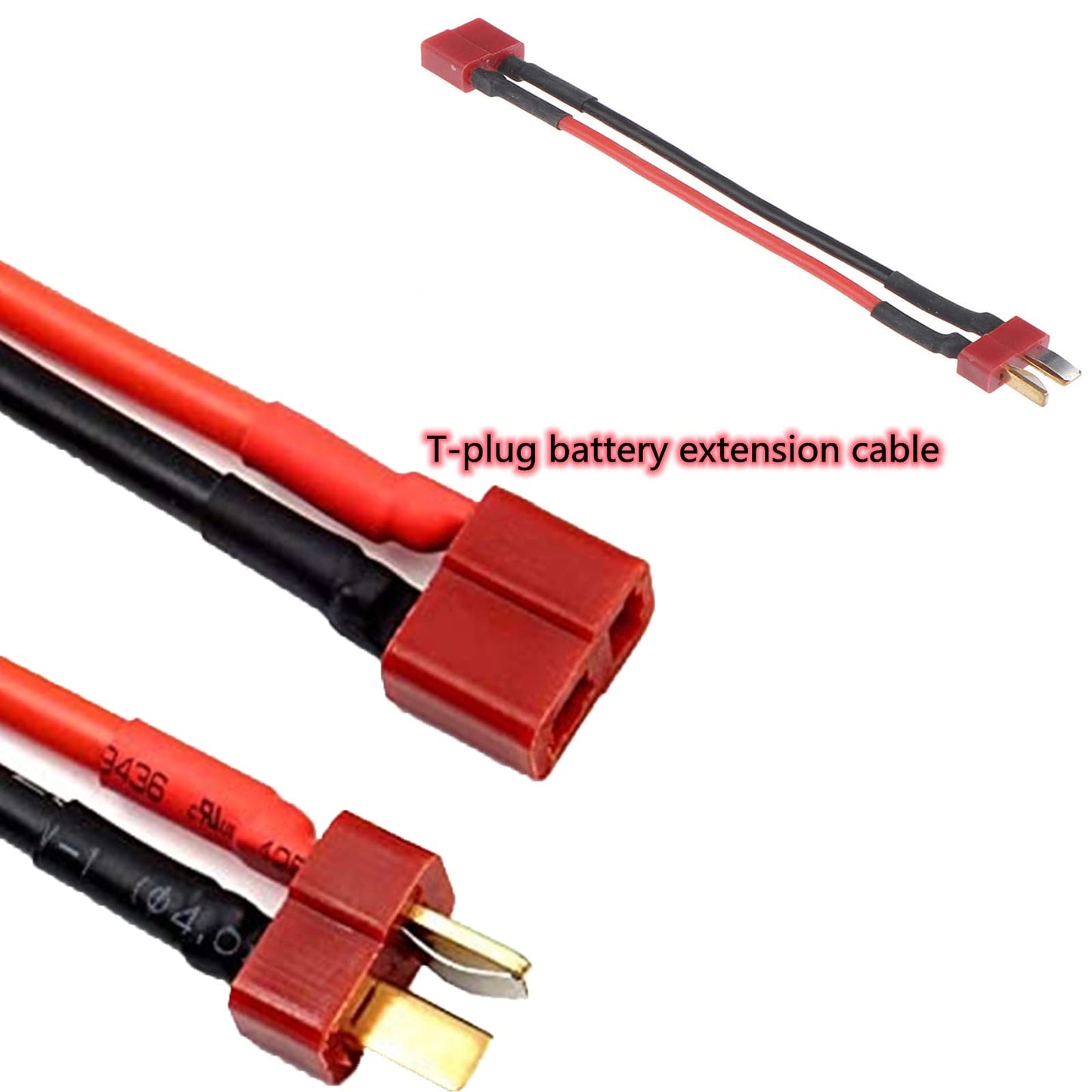 skrnrhrery T Plug Battery Extension Cable with 14awg 10cm Silicone Cord 1 Female to 2 Male Battery Cable for RC LiPO Battery T Plug Connector Female