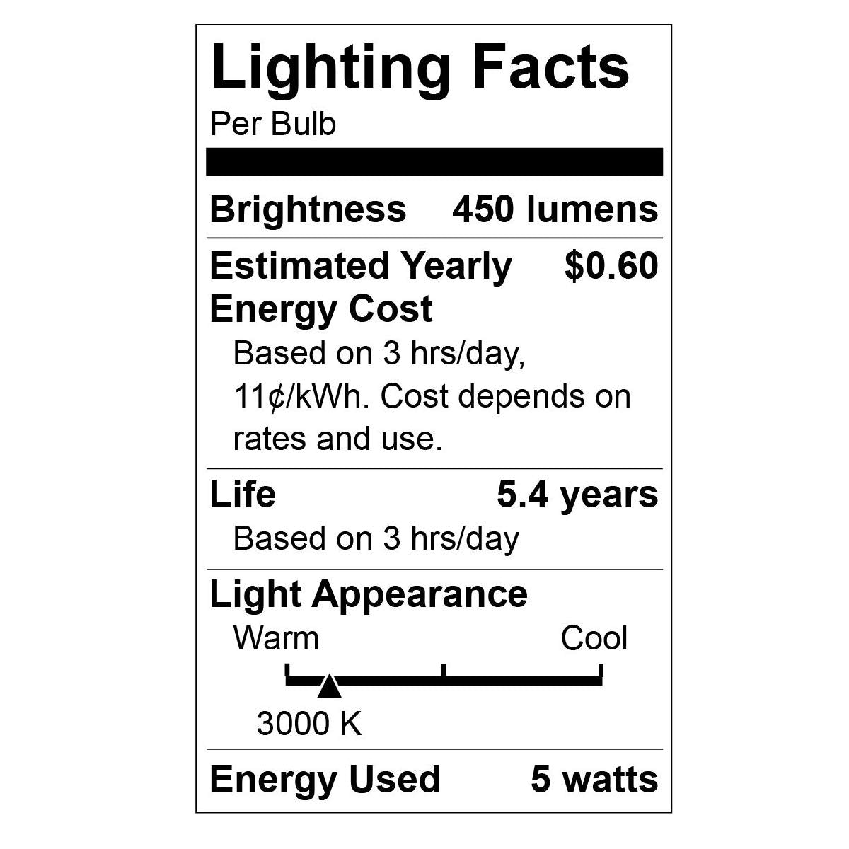 J.LUMI BPC4503 LED Light Bulbs 3W (25 Watt Equivalent), G40 Light Bulbs, 3000K Warm, E26 Base, LED Bulbs for Bed Side Lamps, Refrigerator, NOT
