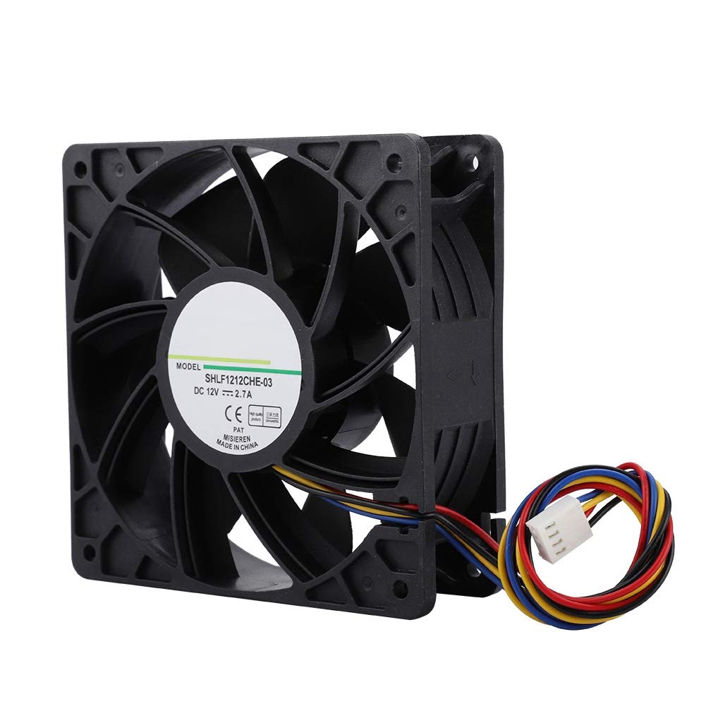 Yoidesu 120mm x 38mm 12V 2.7A Ball Bearings Dc Cooling Fan,4-Pin Premium Quiet Fan,High Speed 6000RPM 210.38CFM High Performance Cooling Fan Cooler