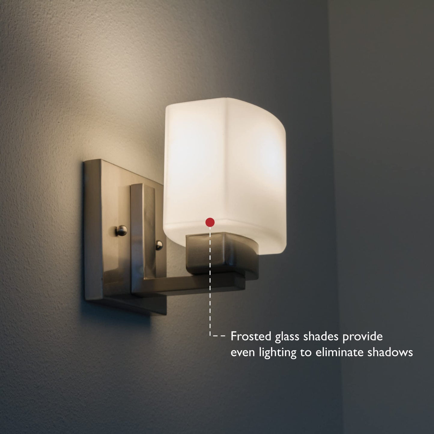 Design House Dove Creek Wall Light Sconce, Satin Nickel Finish, Frosted Glass, Dimmable, for Hallway, Bathroom, Foyer, Bedroom - Design House, 577981