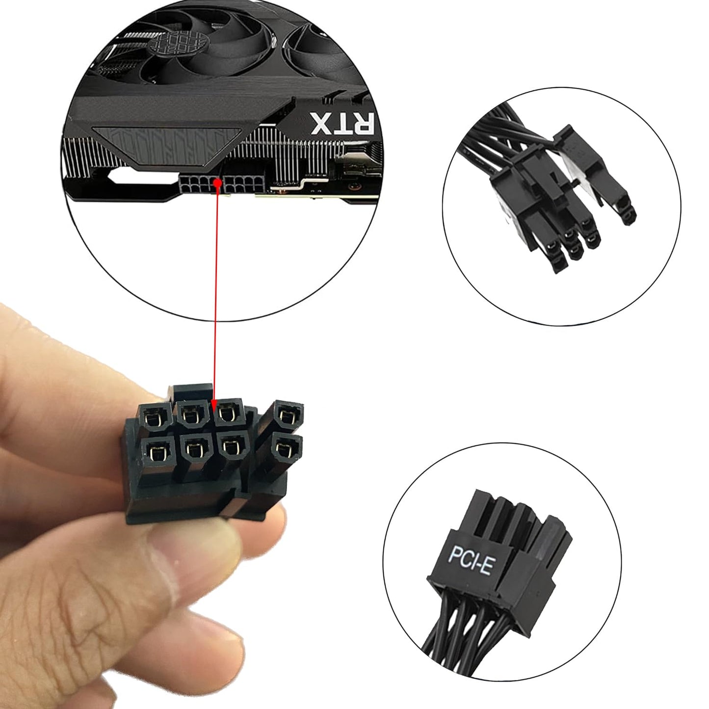 8 Pin PCIe Cable for EVGA Power Supply, 25 Inch 8 Pin to 6+2 Pin Male to Male GPU Power Cable for EVGA G+ G2 G3 G5 G6 GA GM GT P2 P3 P5 P6 P+ T2 T3
