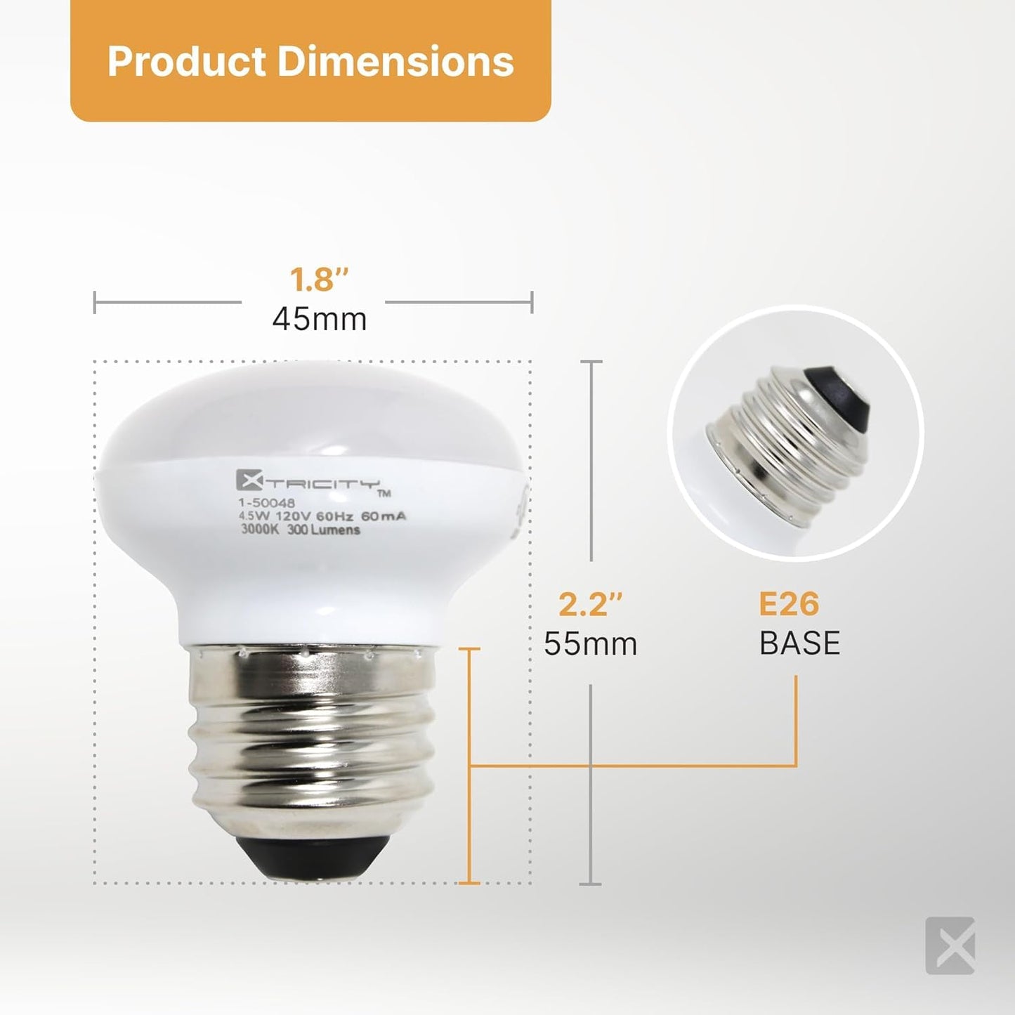 Xtricity R14 Dimmable LED Light Bulbs, E26 Base, 4.5W (40 Watt Equivalent), 3000k Soft White, 300 Lumens - Curio Cabinet Lighting, China Cabinet