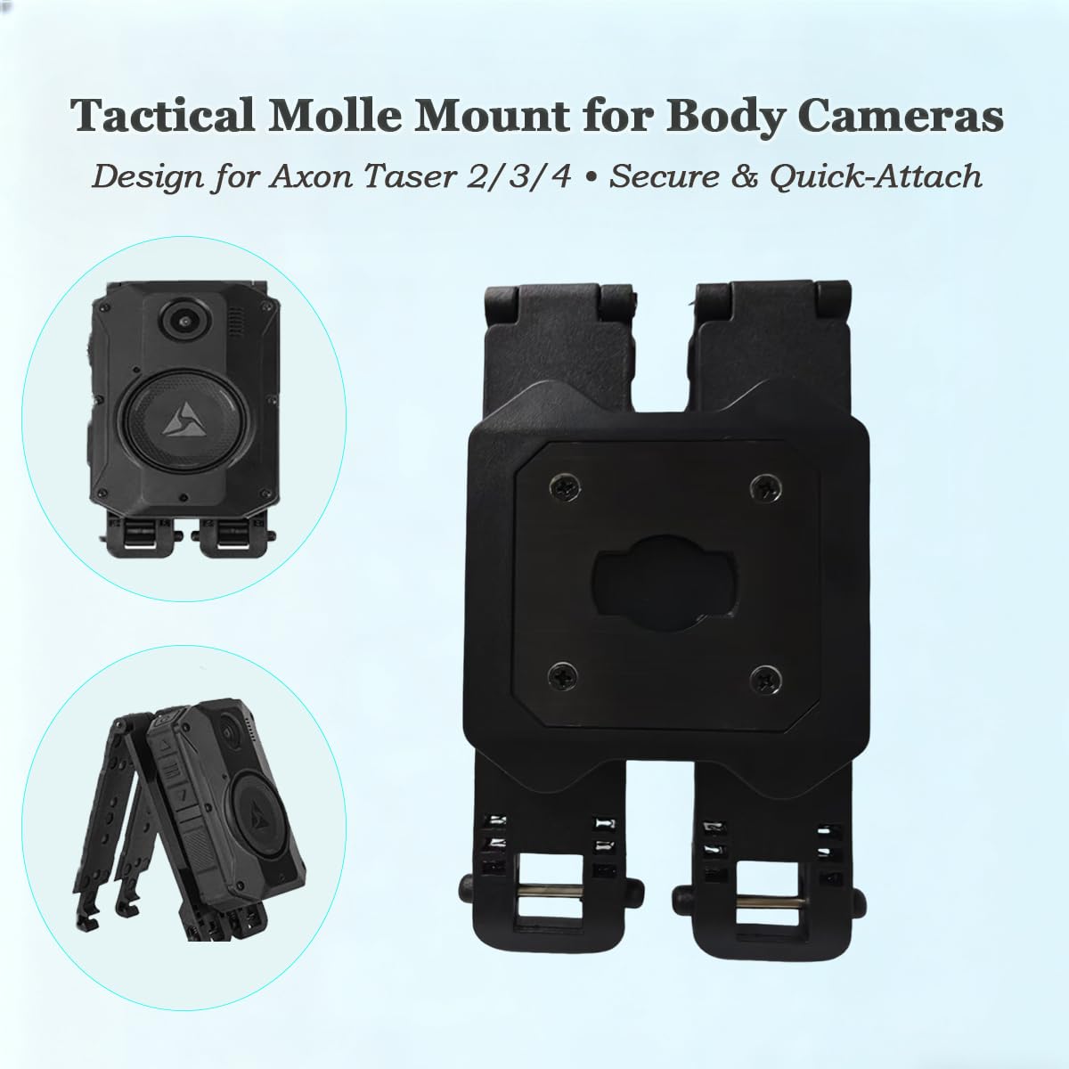 Camera Mount - Compatible with Axon Body Cameras 2/3/4, Lightweight Aluminum Alloy Construction, Suitable for Uniforms (Dual)