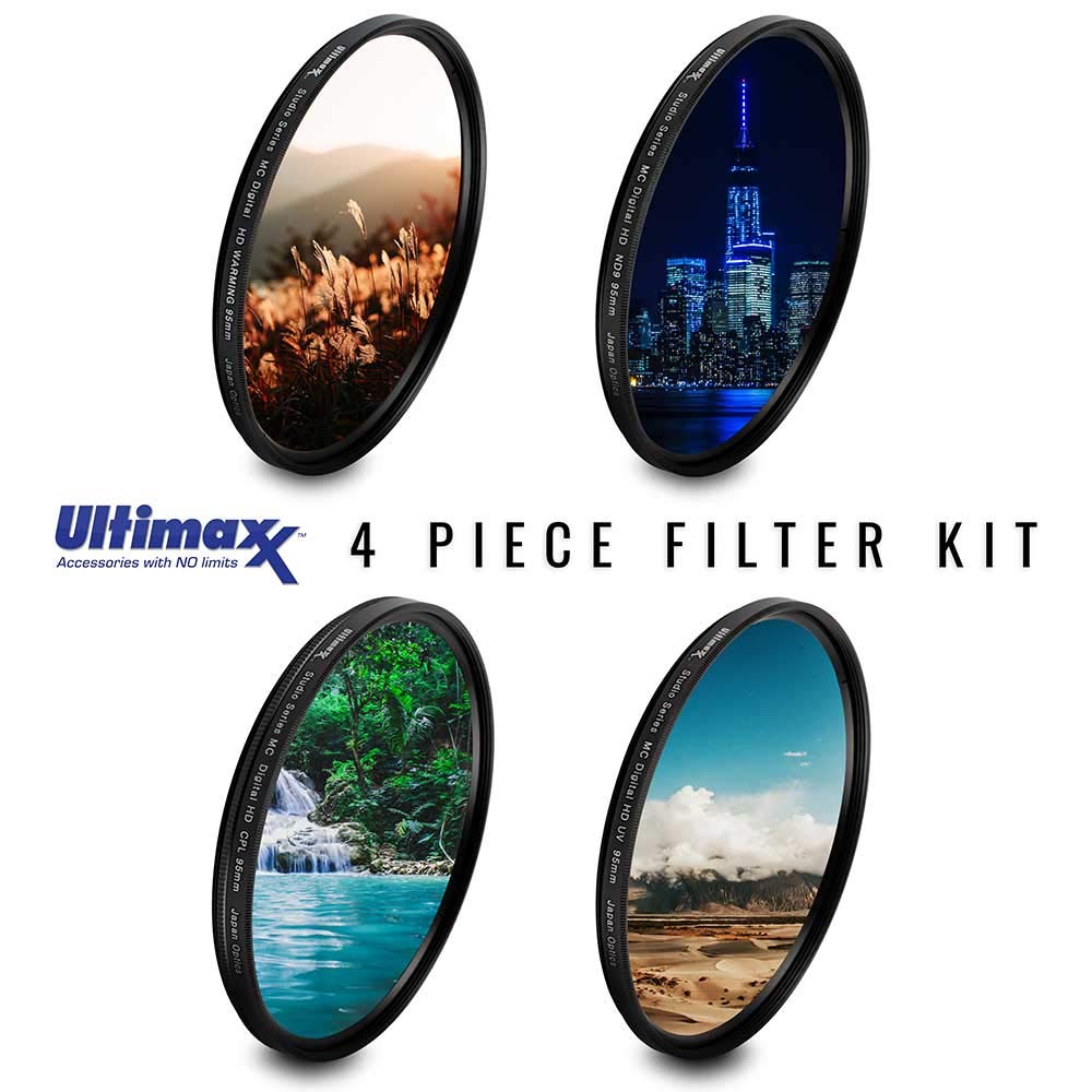 105MM Ultimaxx Professional Four Piece HD DigitalFilter Kit (UV, CPL, ND9, Warming Filters) for Camera Lens with 105MM Filter Thread and Protective