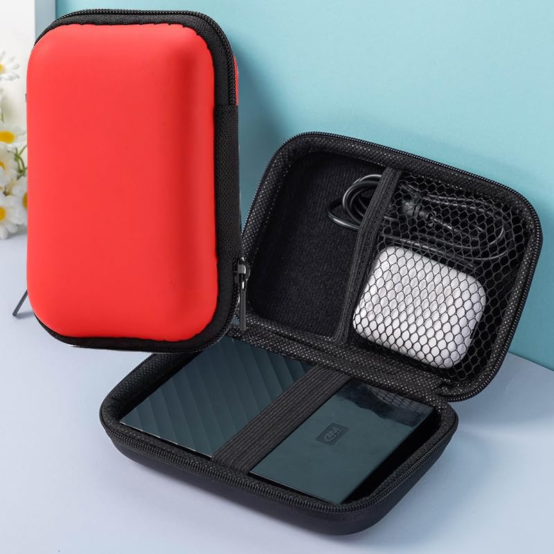 SquEqu 2 Pack Hard Drive Carrying Case 2.5 inch HDD SSD External Drive Storage Bag Organizer Hard EVA Cover Zipper Pouch for Canvio Basics Western