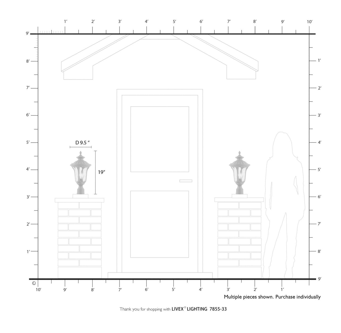 Livex Lighting 7855-13 Oxford 1-Light Outdoor Post Top Light, 9.5" x 19", White