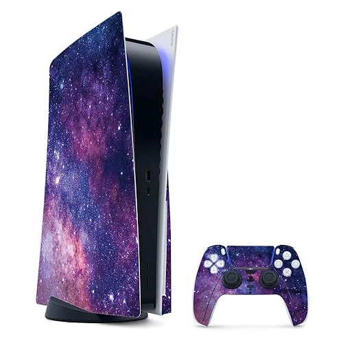 MightySkins Gaming Skin for PS5 / PlayStation 5 Bundle - Violet Stars | Protective Viny wrap | Easy to Apply and Change Style | Made in The USA