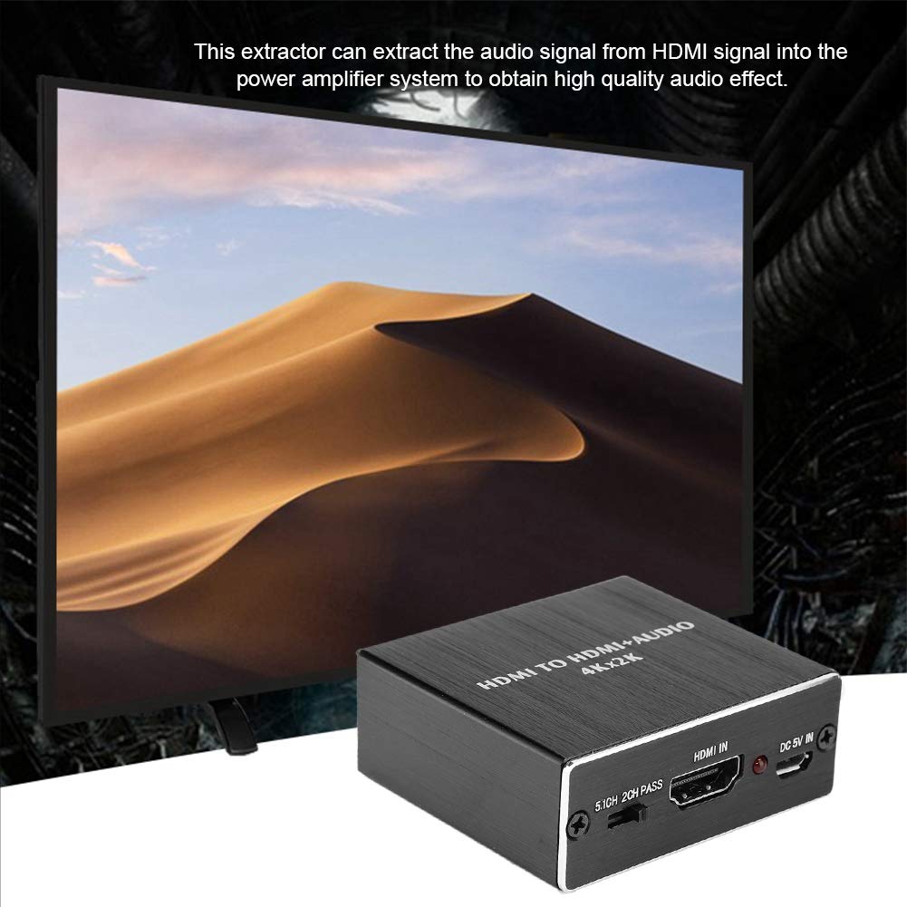 Dioche Analog to Digital Audio Converter, 4K x 2K 1.4 Audio Extractor 5.1 Sound Channel Optical Fiber Converter Adapter for DVD Player/Amplifier