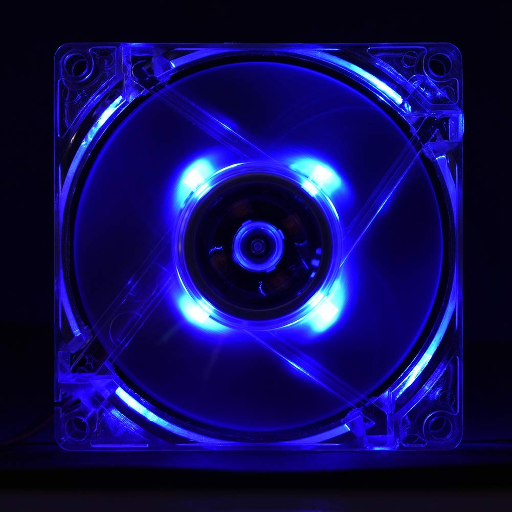 80mm PC Case Fan, LED Light 5V 4Pin Mute PC Case Cooling Fan, 4 Pin Power Interface Computer Cooler, 11 dB-A Silent Computer Internal CPU Fans(Blue)