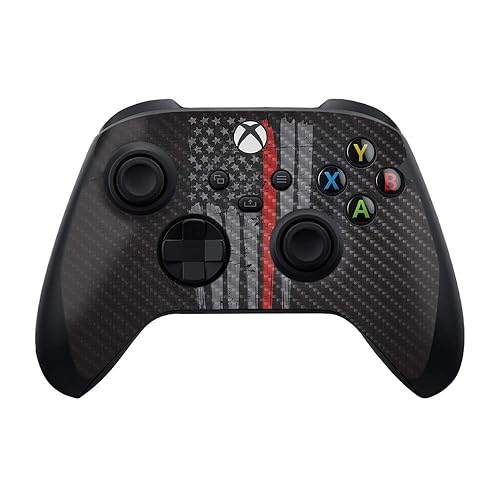Mighty Skins Carbon Fiber Skin Compatible with Xbox Series X and S Controller - Thin Red Line | Protective, Durable Textured Carbon Fiber Finish |