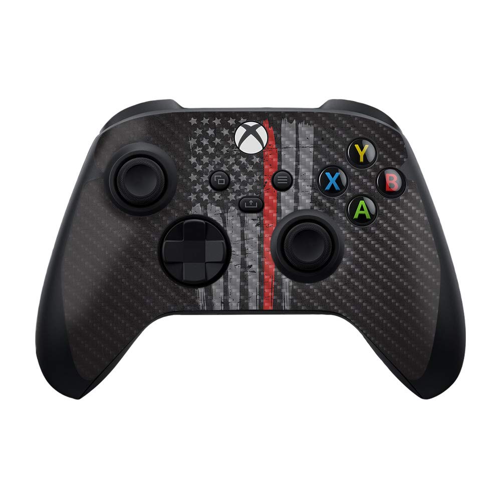 Mighty Skins Carbon Fiber Skin Compatible with Xbox Series X and S Controller - Thin Red Line | Protective, Durable Textured Carbon Fiber Finish |