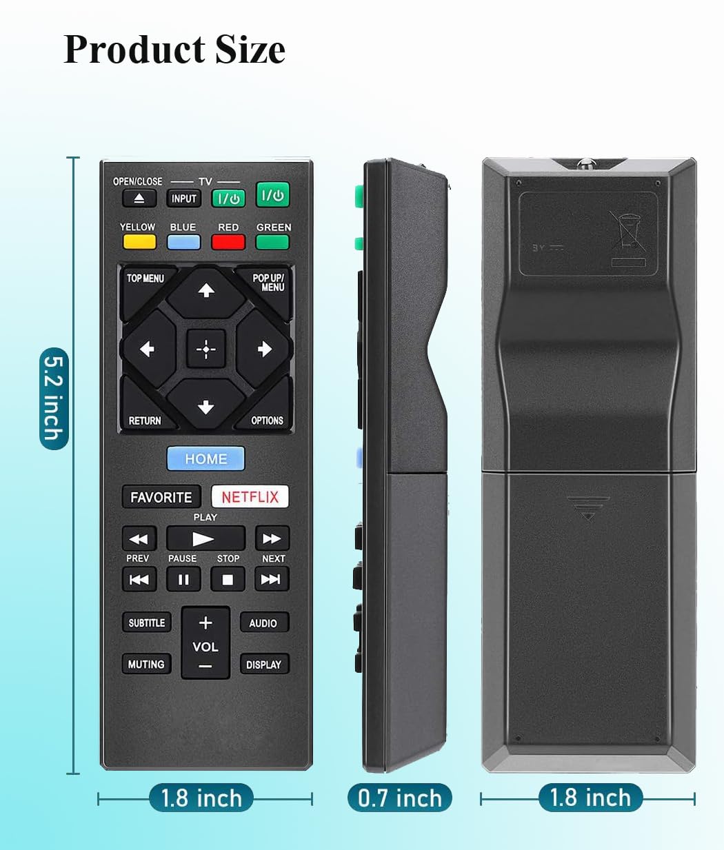 Universal Replacement Remote Control for Sony UBP-X700 BDP-BX370 BDP-S1700 BDP-S2500 BDP-S3500 BDP-S5500 BDP-S3700 BDP-S6700 BDP-S1500 Blu-ray DVD