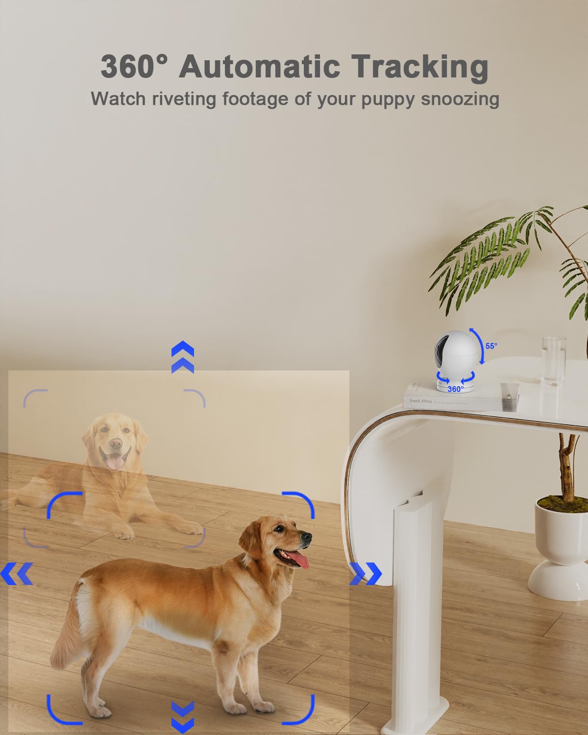 usogood 2.5K Indoor Camera for Home Security, 360° Security Camera Indoor, Baby/Pet Camera with Phone App, Support 5G/2.4Ghz WiFi, Auto Motion