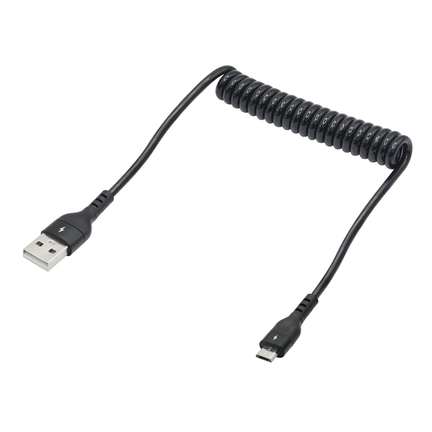 Maixbomr Micro USB Expansion Spring Cable 1 to 2FT, Spiral USB A Male to Micro USB Male Charging and Data Transfer Spring Cord, for Smart Cellphone