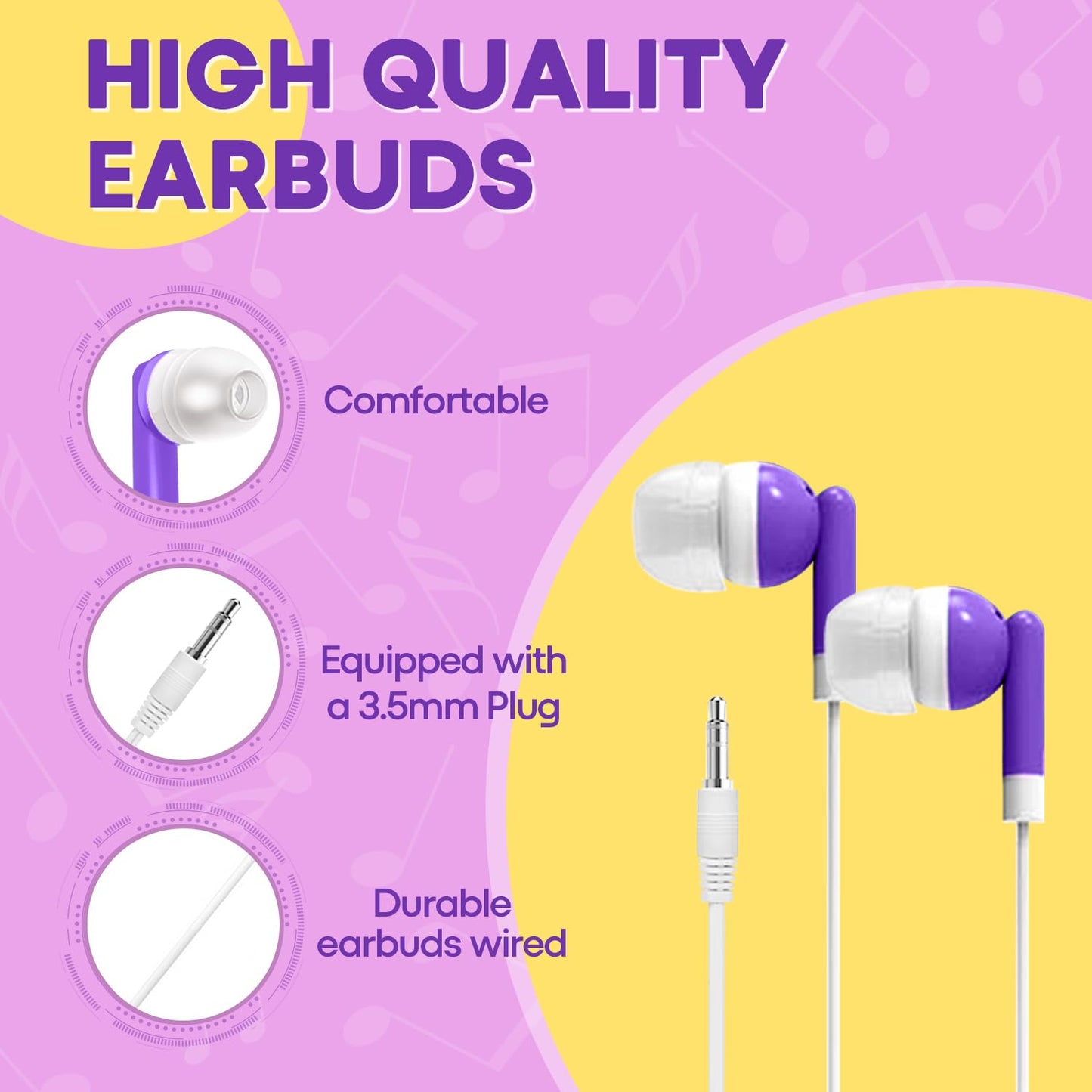 Yoley Classroom Earbuds Bulk 50 Pack for Kids School Children Student Boys Girls Toddler Teen and Adult(Mixed Colors)