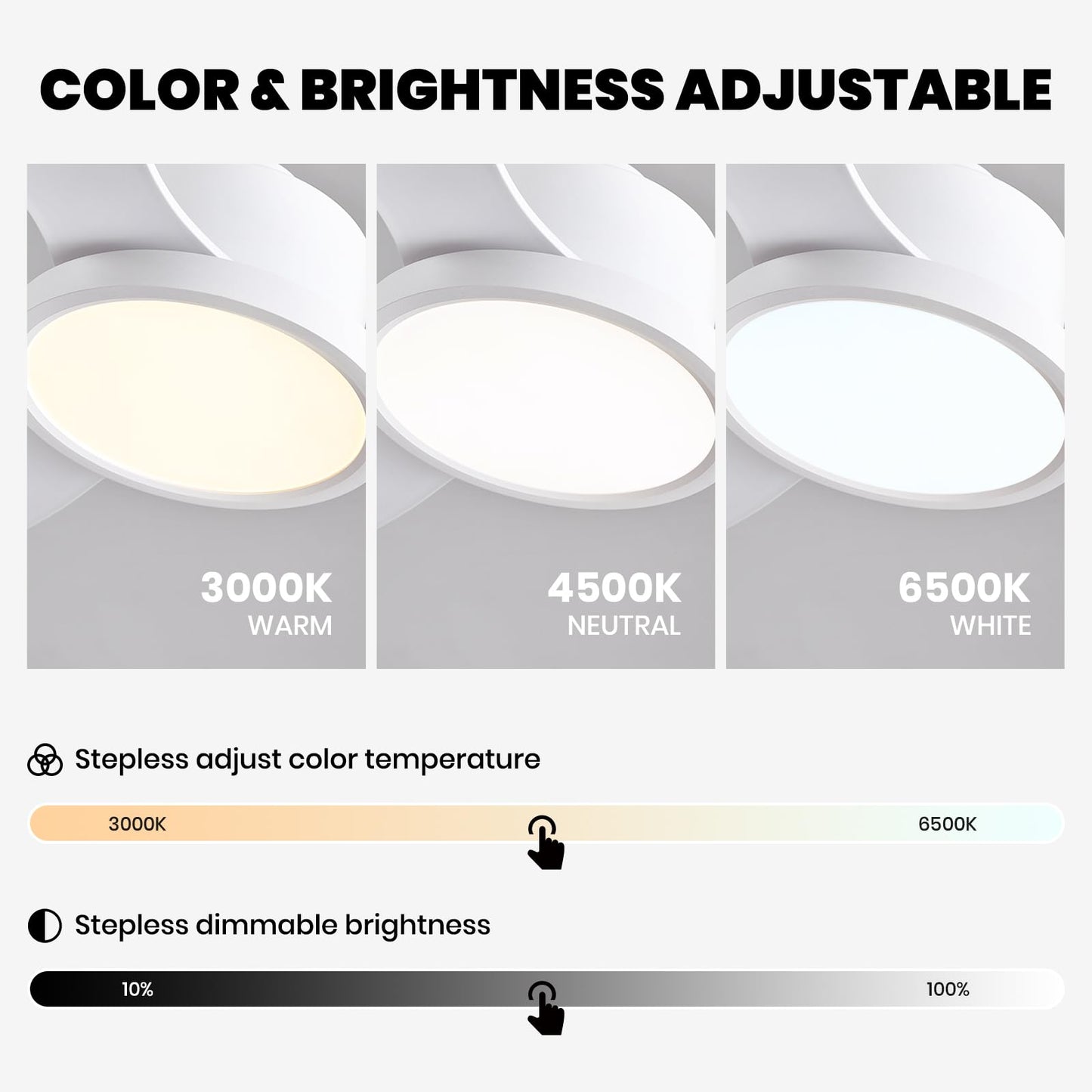 MOOONICHE 52" White Ceiling Fan with Light and Remote, Dimmable Fandelier Ceiling Fans, 6-Speed Wind Modern Fan Light with 3 Blades, Smart Timer