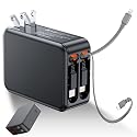 Retractable Wall Charger with Dual Cables,3 in 1 PD 62W USB C Fast Charging with Foldable Plug for iPhone 16/15/14/13/12/11 Series, Pad, LG, Samsung