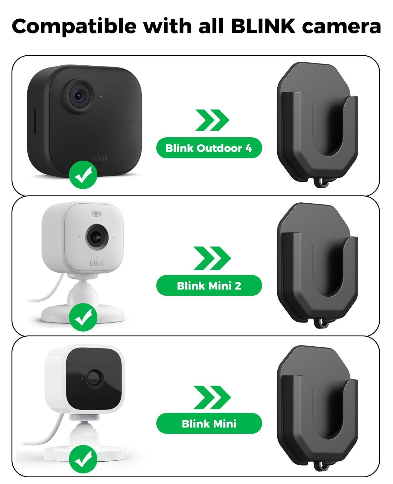 3 Pack Blink Camera No Drill No Screws Wall Mount Bracket for Blink Outdoor 4/Outdoor 2K+/Mini /Mini 2K+ /Indoor Camera, HBV Adhesive Mount