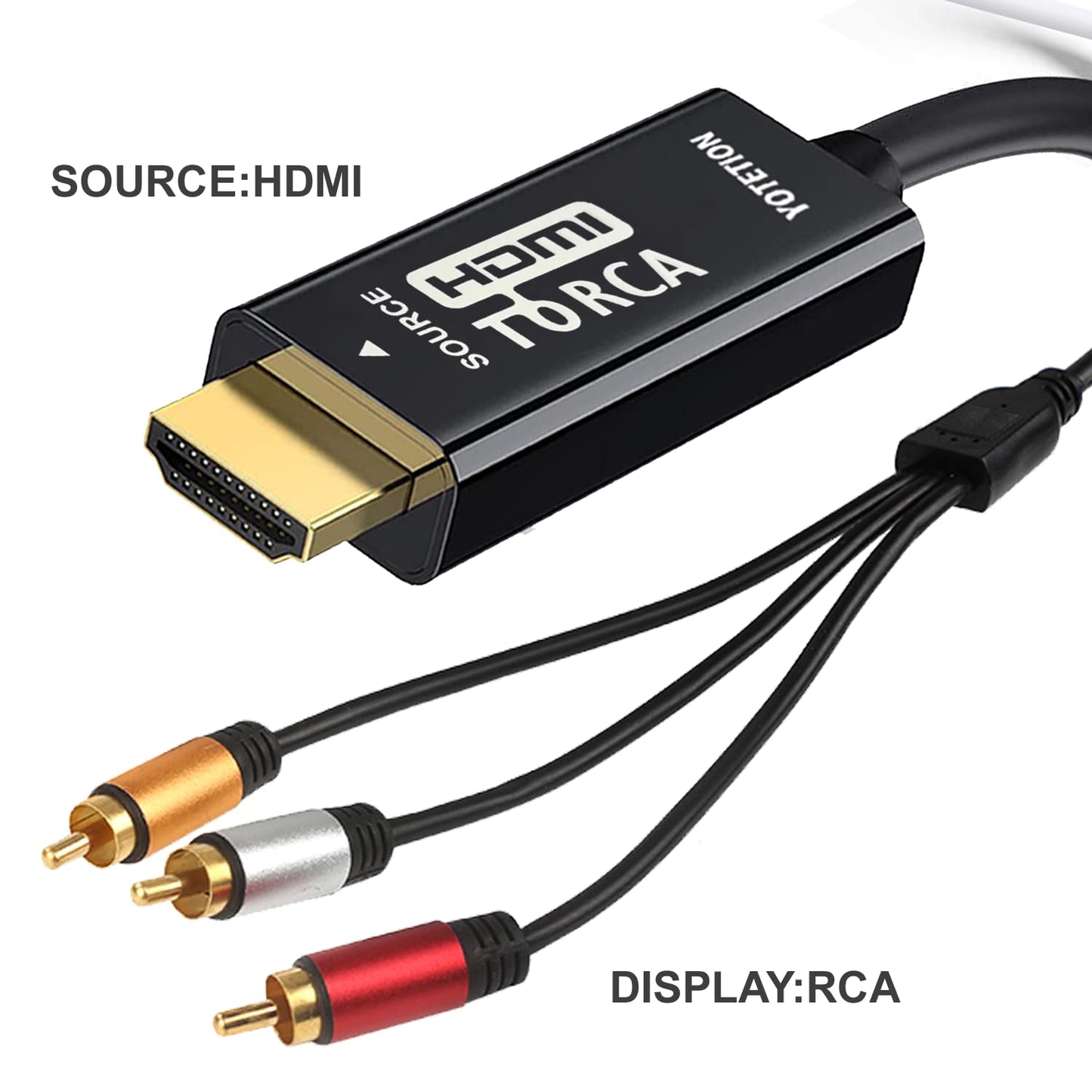 YOTETION HDMI to RCA Cable 6FT with IC, 6FT HDMI Male to 3-RCA,HD to AV Video Audio Component Converter Adapter 1080P Cable for TV HDTV DVD