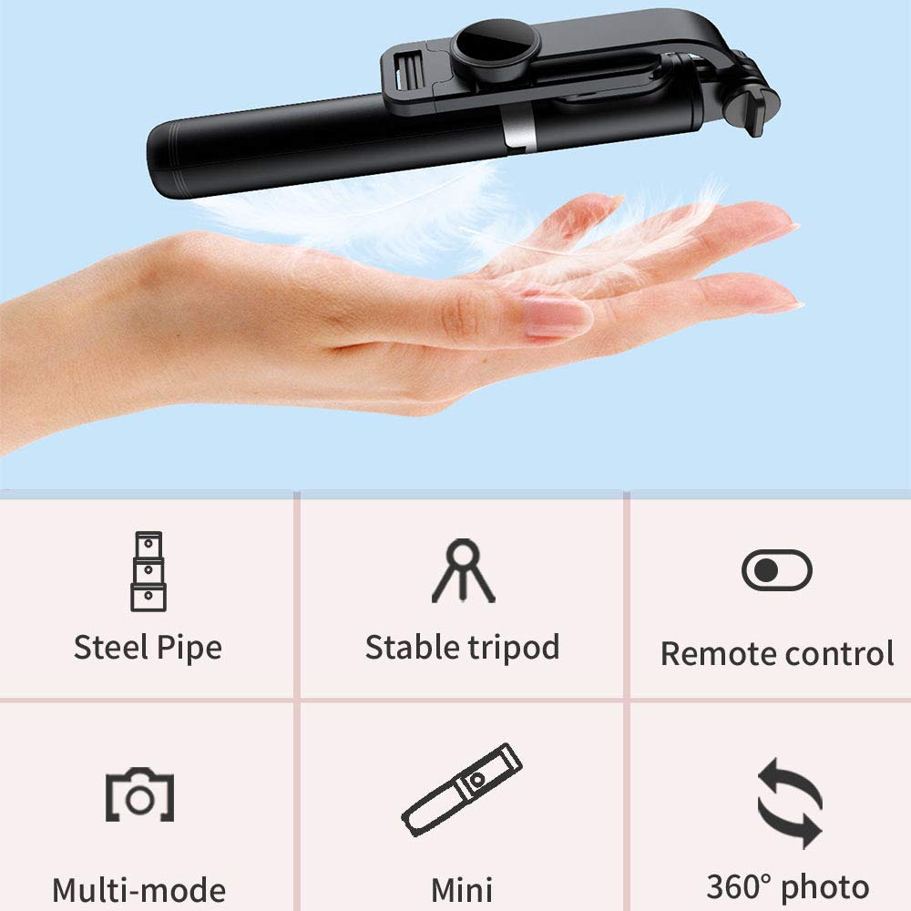 Enkarl Phone Tripod Stand & Selfie Stick Tripod, All in One Cell Phone Tripod, Cellphone Tripod with Wireless Remote and Phone Holder, Portable