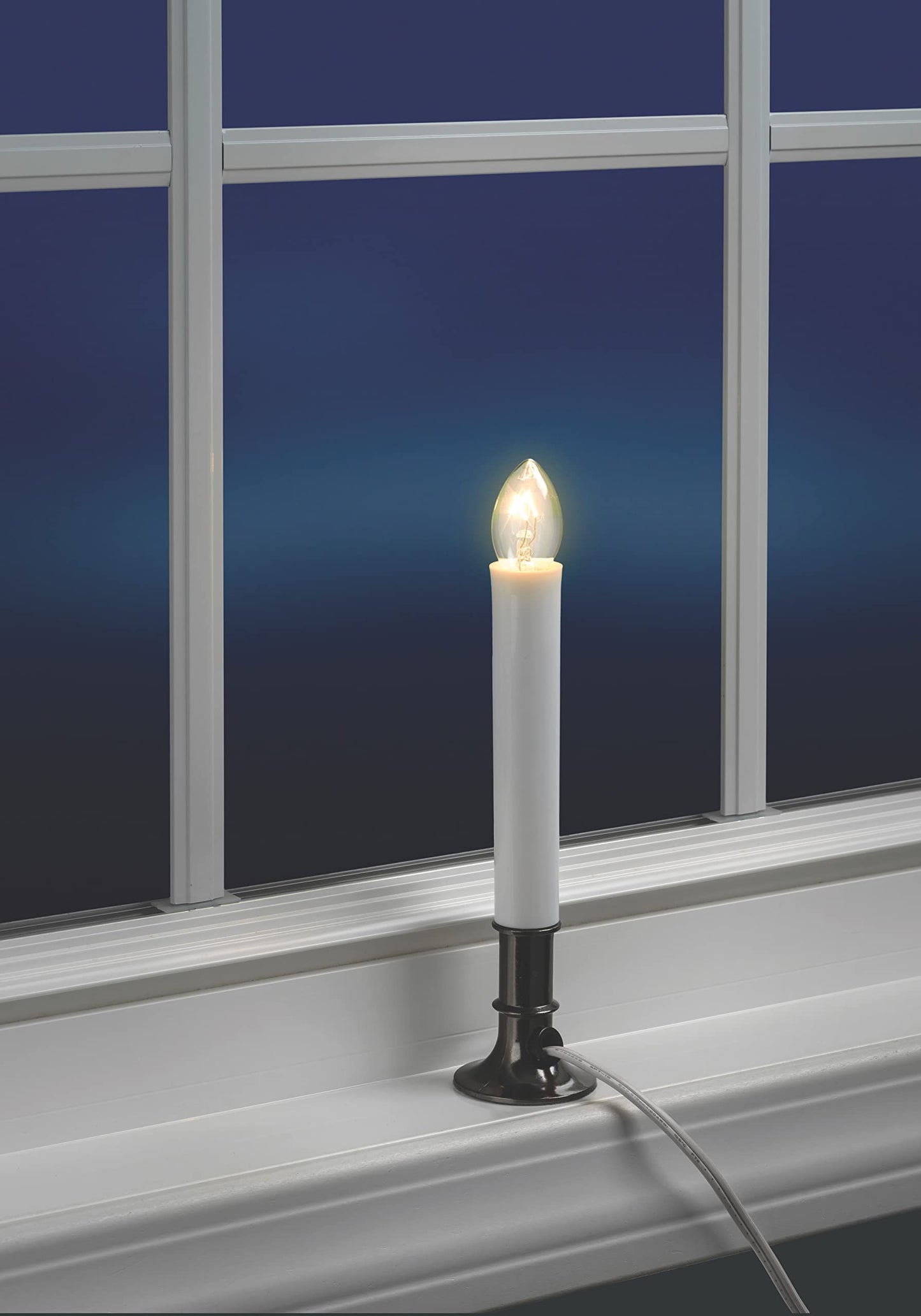 Xodus Innovations AC1180 Electric Plug-in 8.25 inch Flameless LED Window Candle with Dusk to Dawn Light Sensor Timer, Nickel Colored Base