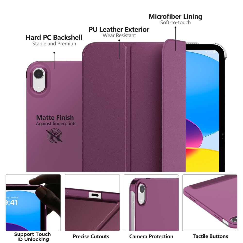 MoKo for iPad (A16) 11th Generation Case, iPad 10th Gen Case, Deep Purple